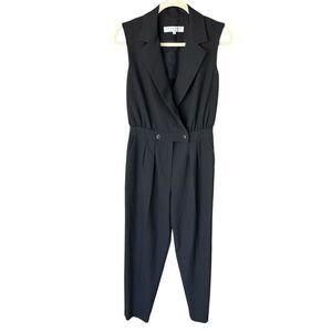 Trina Turk black jumpsuit notched collar size 6